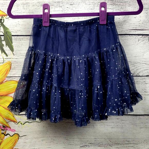 Blue Multi-layered Tulle Skirt with Silver Stars Girl's Size M - Picture 6 of 6